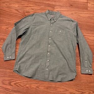 L.L. Bean Traditional Fit Sunwashed Chambray Shirt XLT Light Green Untuck Fit